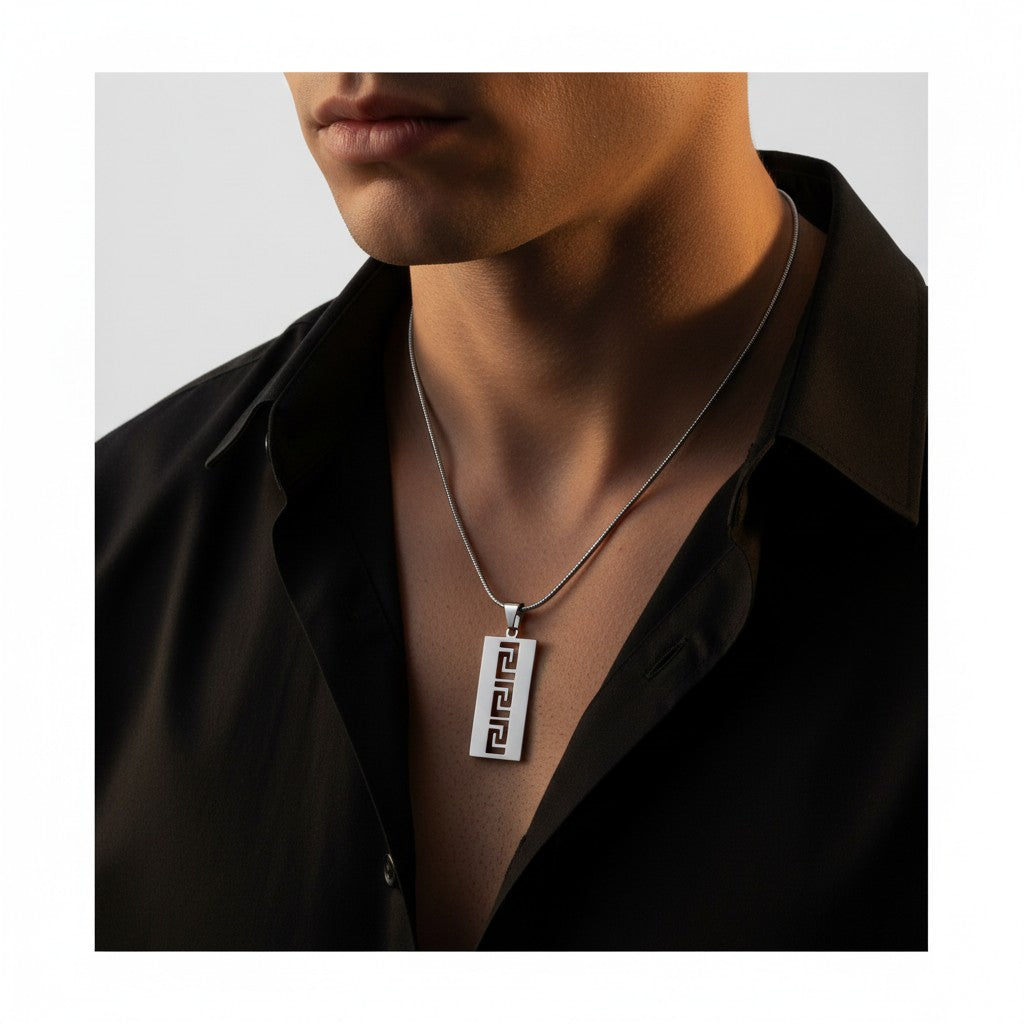 Geometric Pattern Bar Necklace