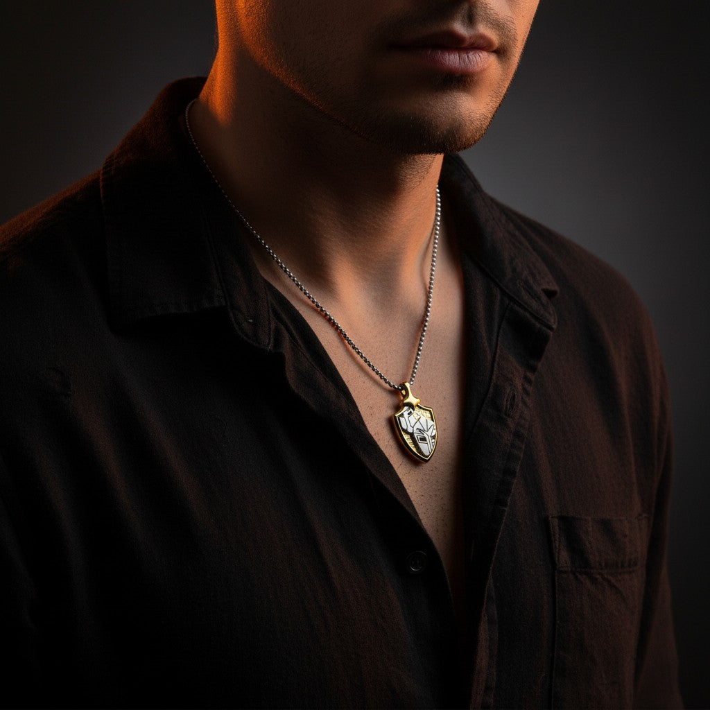 Men's Shield Pendant Necklace