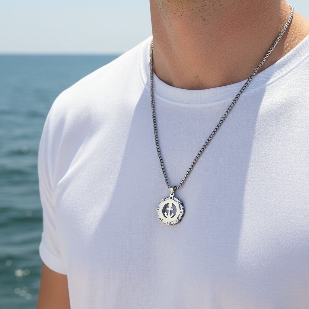 Compass Anchor Men's Necklace