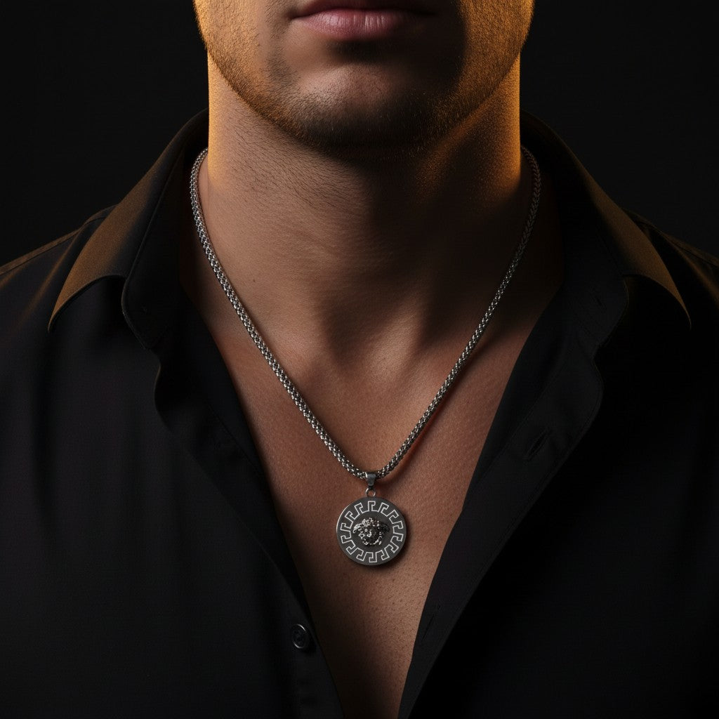 Men's Necklace with Medusa Design