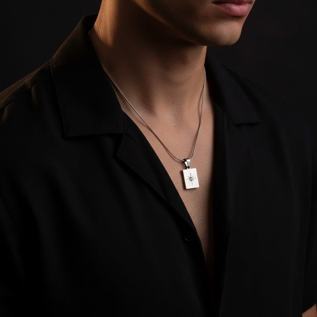 Men's Necklace with Minimal Star Detail