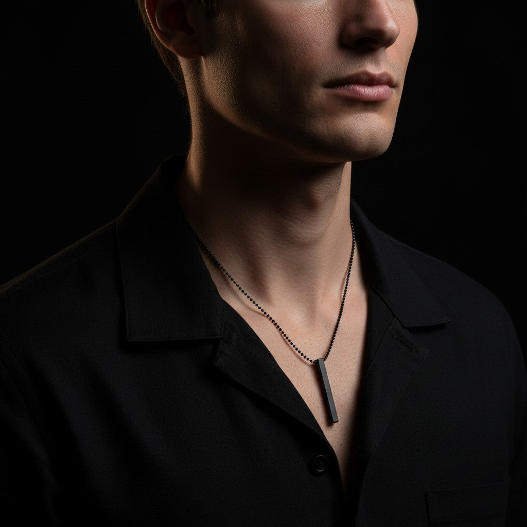 Minimal Black Bar Necklace