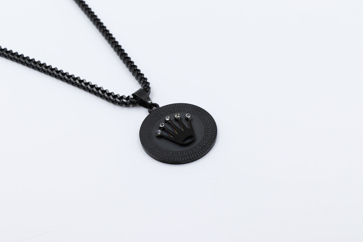Black Crown Pendant Necklace