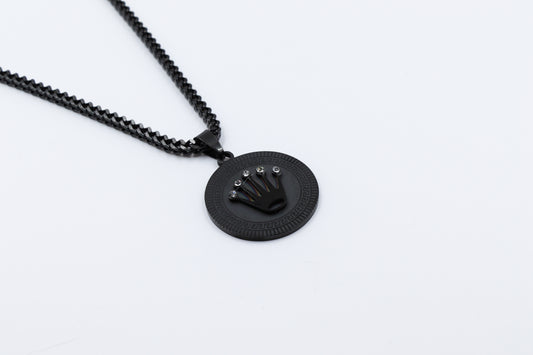 Black Crown Pendant Necklace