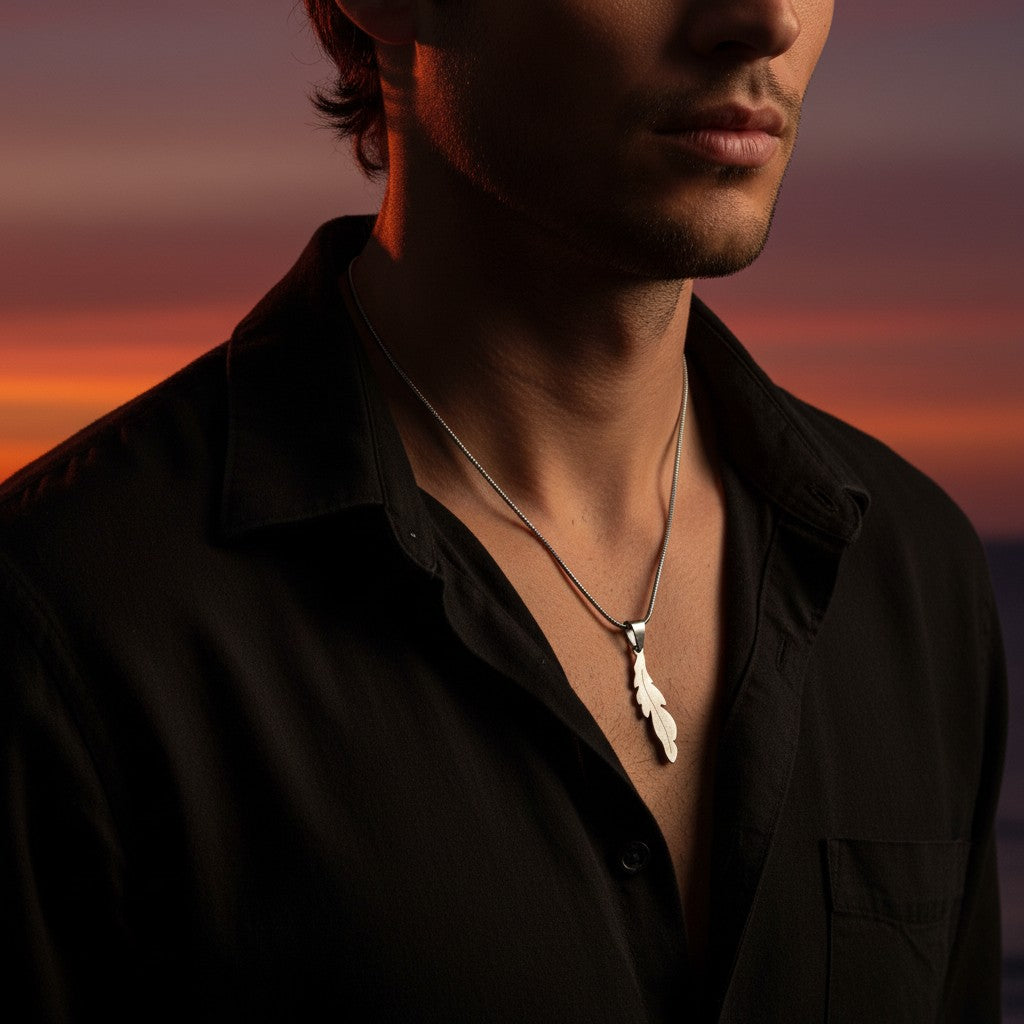 Men's Feather Pendant Necklace
