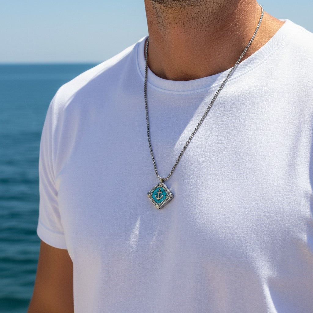 Erkek Kolye - Çapa Turkuaz