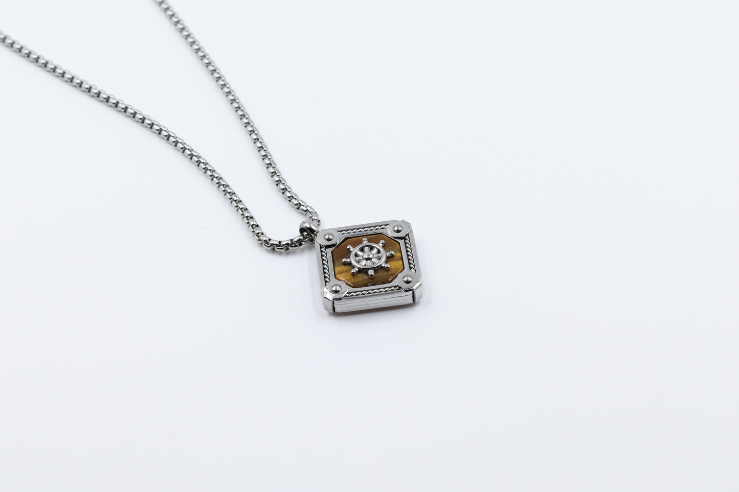 Anchor Men's Necklace with Stone Detail