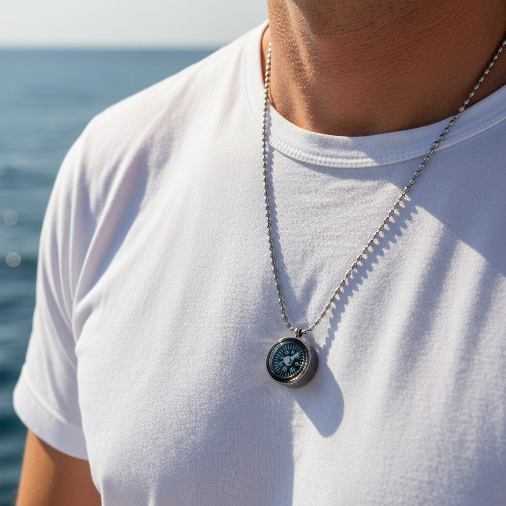 Compass Men's Steel Necklace