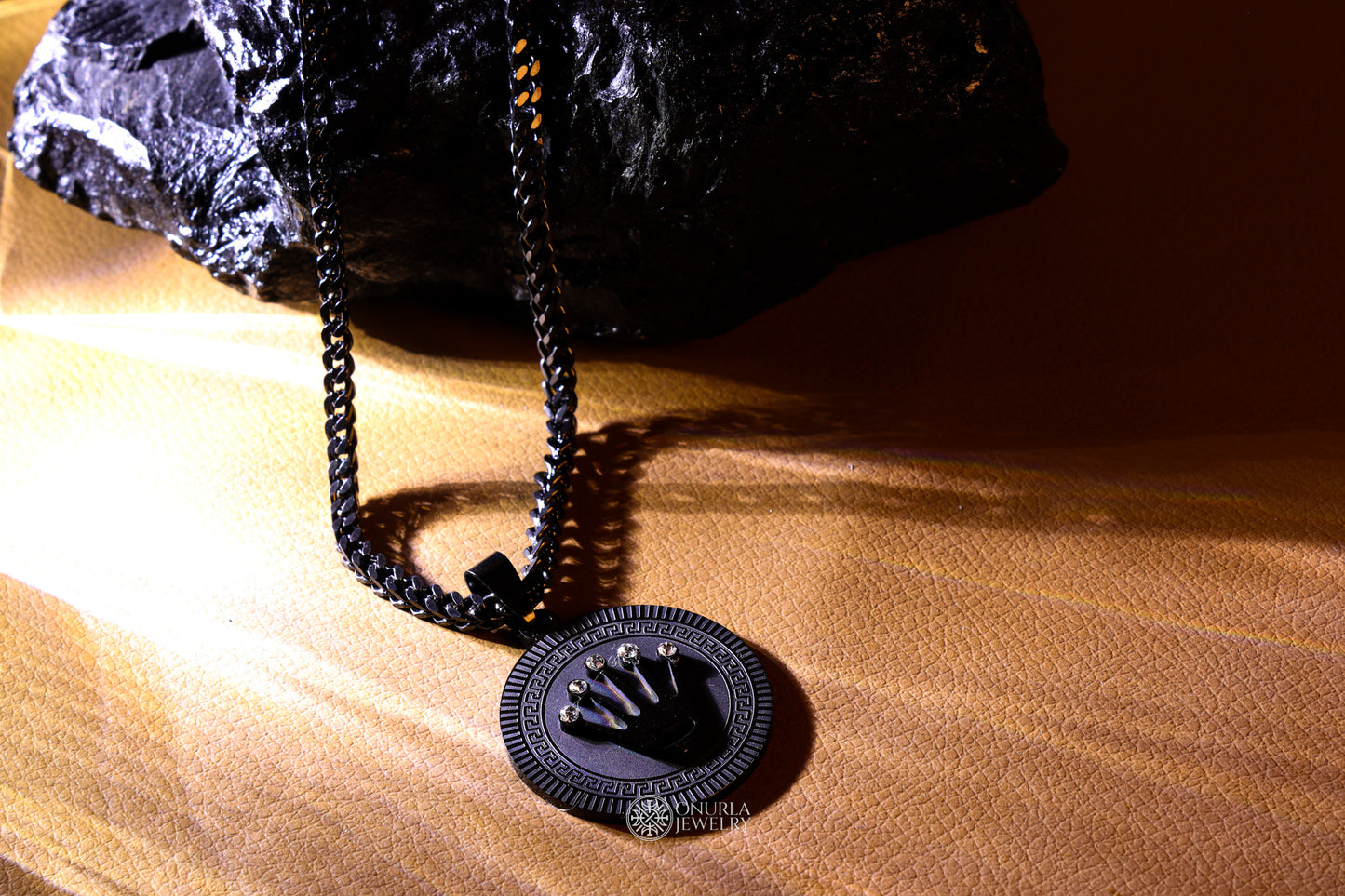 Black Crown Pendant Necklace