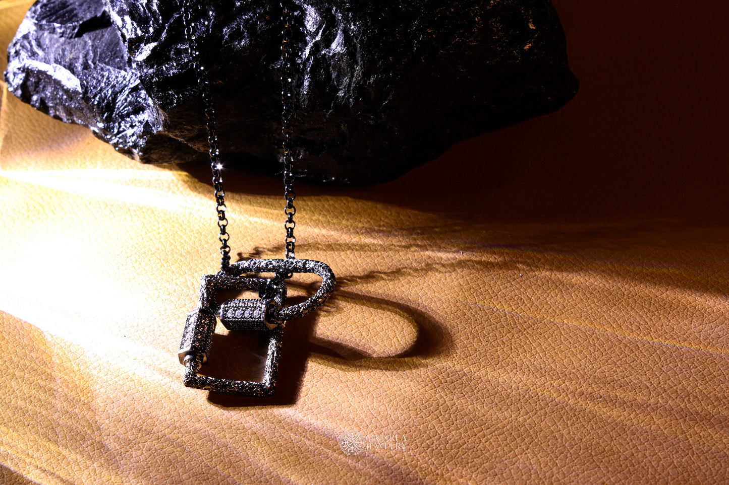 Black Necklace with Ring Detail