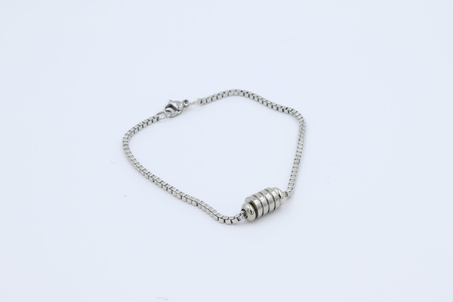 Minimalist Steel Bracelet with Cylindrical Detail