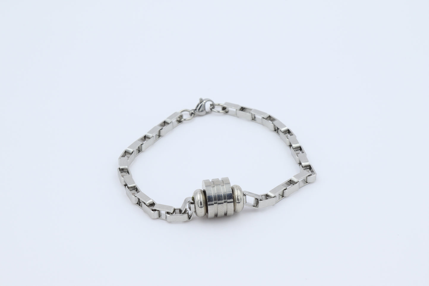 Cylindrical Detail Steel Chain Men's Bracelet