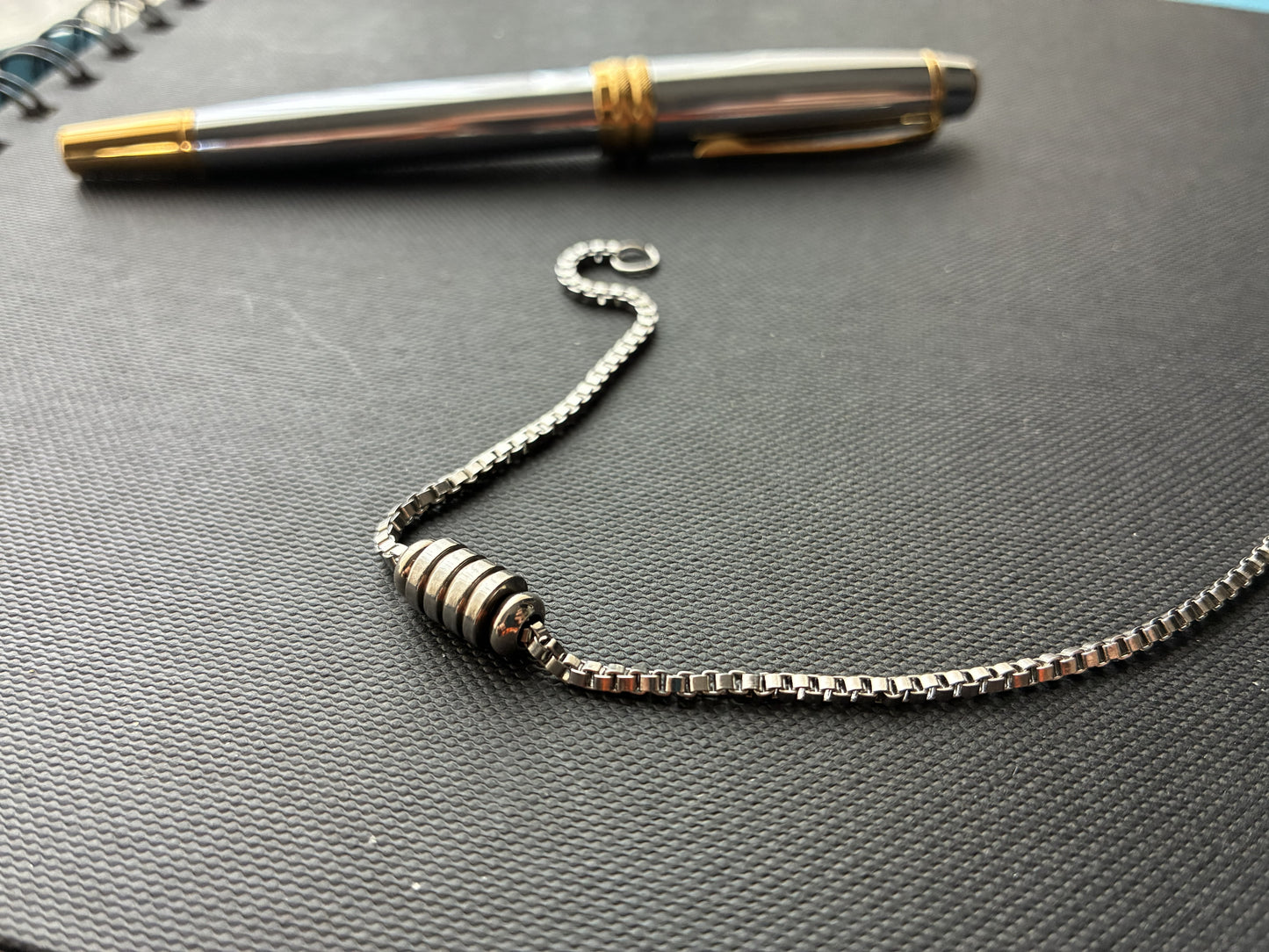Minimalist Steel Bracelet with Cylindrical Detail