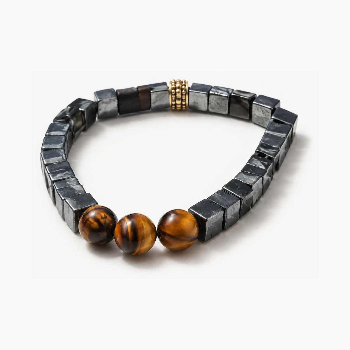 Geometrik Boncuk Kaplan Gözü Gri Bileklik