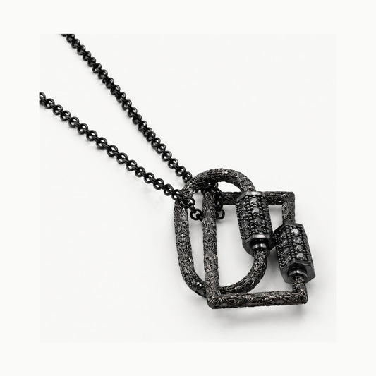 Geometrik Halka Çelik Siyah Kolye