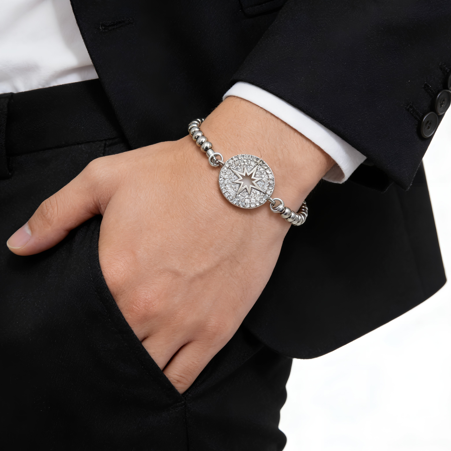 Adjustable Bracelet with Stone Details and Star Motif