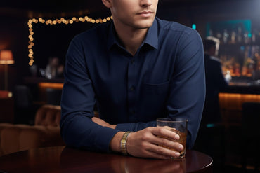 Onurla men's dual-tone segment bracelet in silver and gold, featuring a rhythmic design and light-reflective segments.